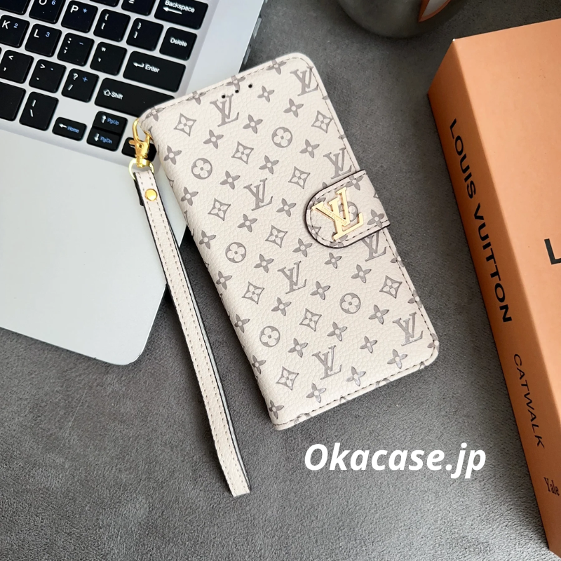 Leather Folio Monogram iPhone Case with Card Holder and Strap - OKHYL0012