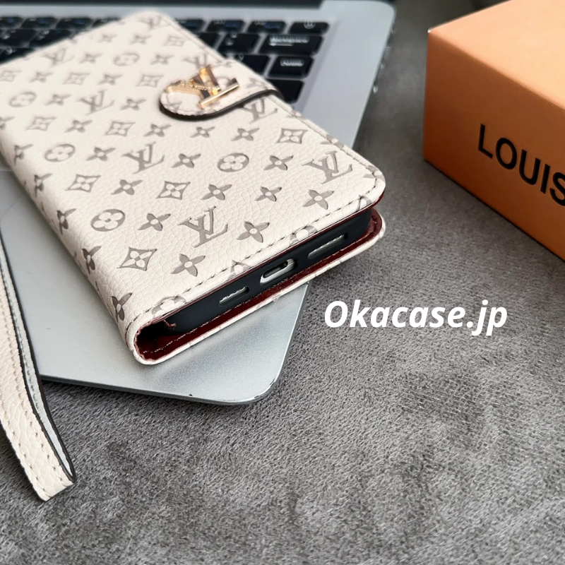 Leather Folio Monogram iPhone Case with Card Holder and Strap - OKHYL0012