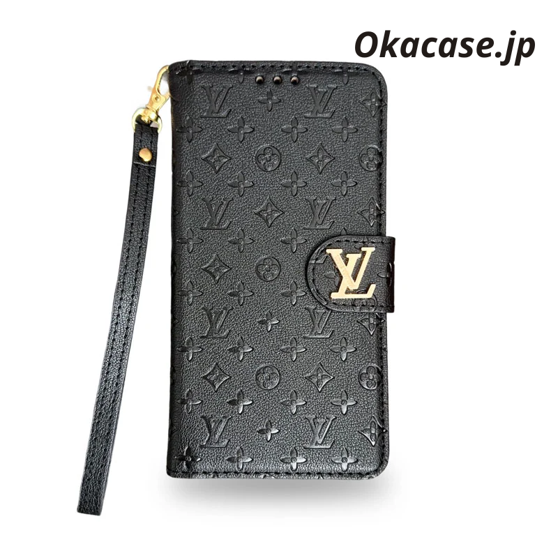 Leather Folio Monogram iPhone Case with Card Holder and Strap - OKHYL0012