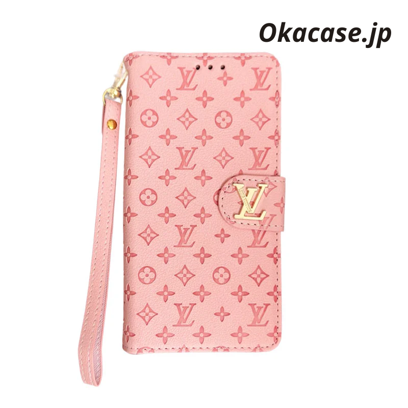 Leather Folio Monogram iPhone Case with Card Holder and Strap - OKHYL0012