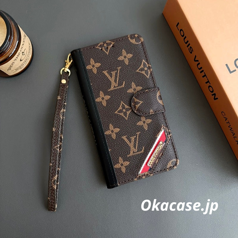 Leather Folio-Style Monogram iPhone Case with Card Holder and Bill Pocket - OKHYL002
