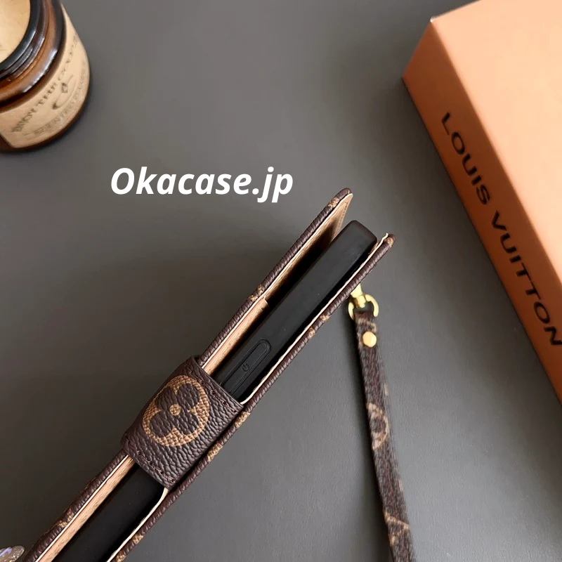 Leather Folio-Style Monogram iPhone Case with Card Holder and Bill Pocket - OKHYL002