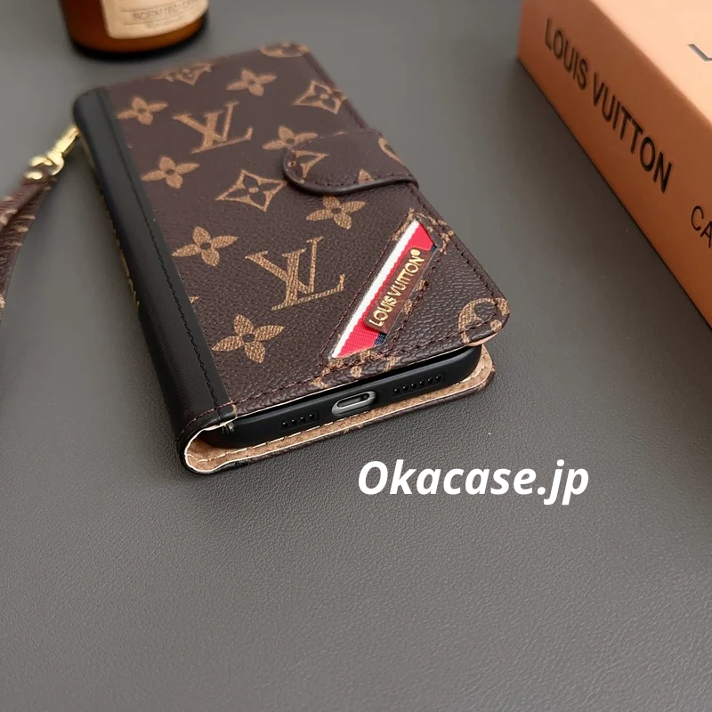 Leather Folio-Style Monogram iPhone Case with Card Holder and Bill Pocket - OKHYL002