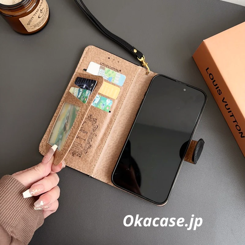 Leather Folio-Style Monogram iPhone Case with Card Holder and Bill Pocket - OKHYL002
