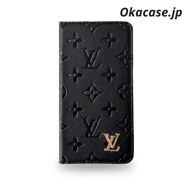 Luxury Monogram Leather Wallet-Style iPhone Case with Card Slots - OKHYL003