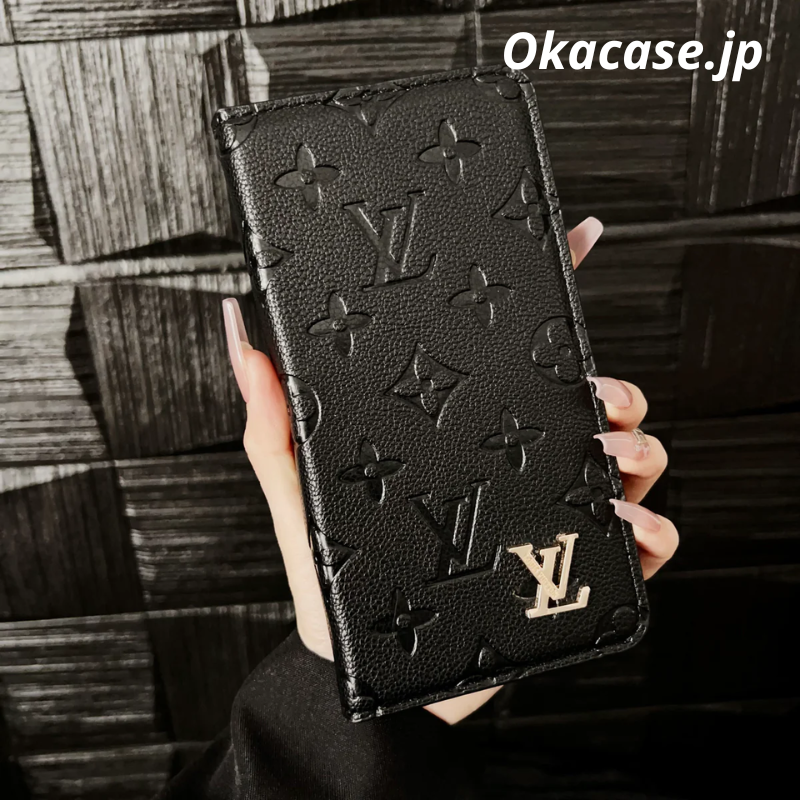 Luxury Monogram Leather Wallet-Style iPhone Case with Card Slots - OKHYL003