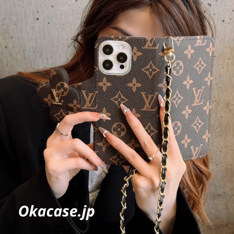 Monogram Classic Wallet-Style iPhone Case (with card slots and chain) - OKJK001