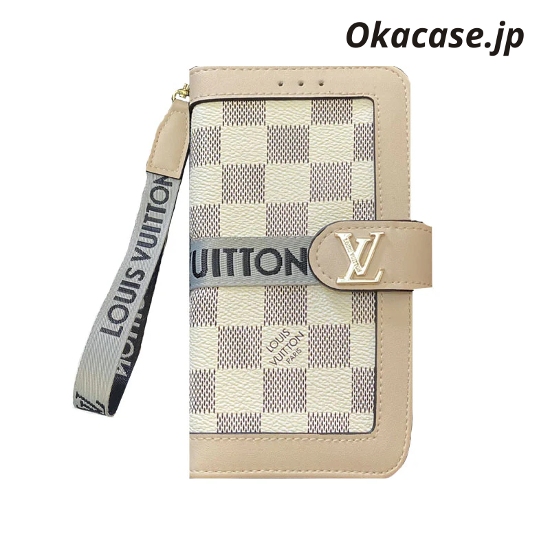 Monogram Leather Wallet-Style iPhone Case, Black Print (Card Slots & Strap Included/Big Print) - OKLB002