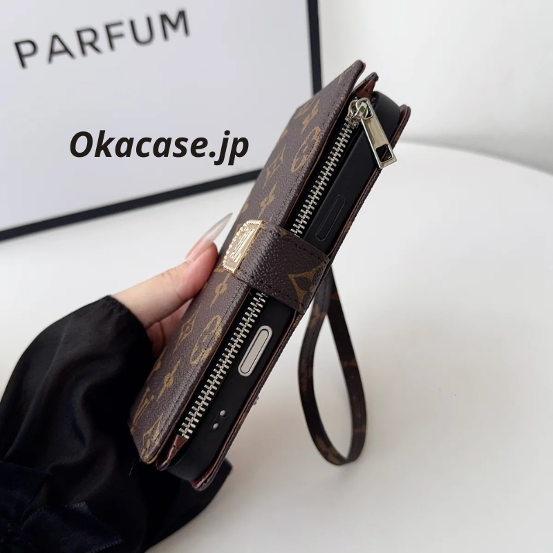 Luxury Design Monogram Wallet-Style iPhone Case (with Zipper Wallet & Strap) - OKLB003