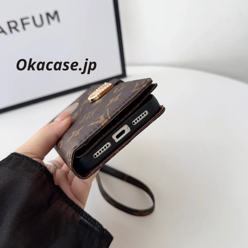 Luxury Design Monogram Wallet-Style iPhone Case (with Zipper Wallet & Strap) - OKLB003