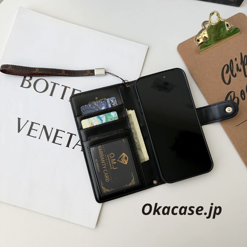 Classic Leather Fold Monogram iPhone Case with Card and Bill Holder - OKMTY001
