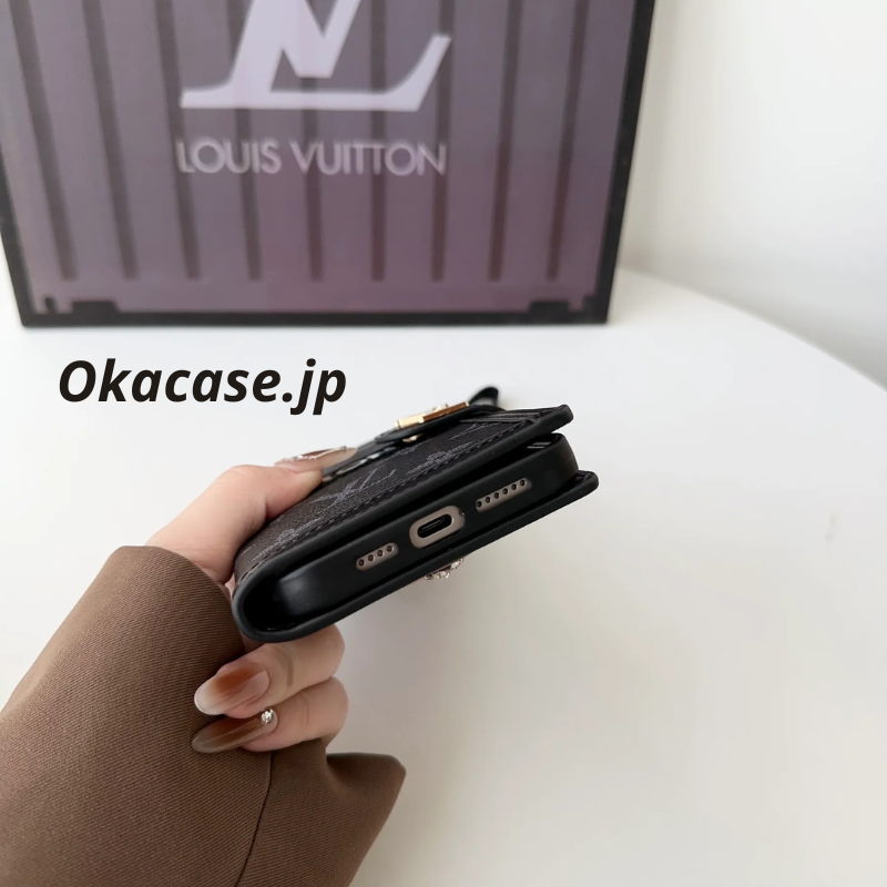 Classic Leather Fold Monogram iPhone Case with Card and Bill Holder - OKMTY001