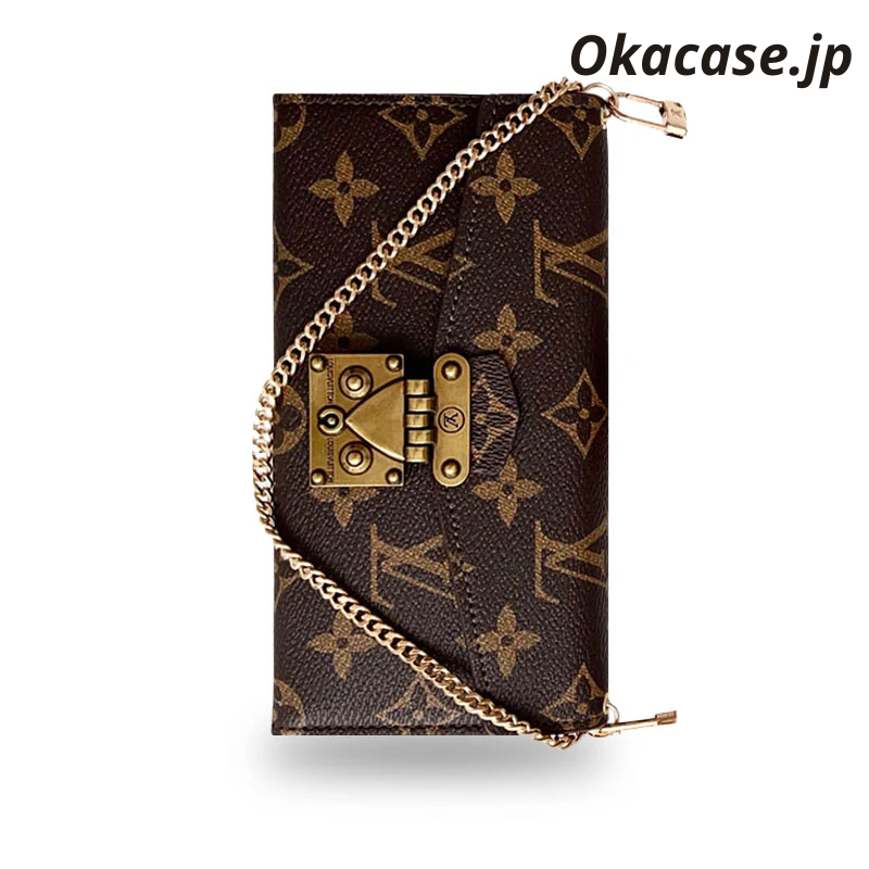 Luxury Folio Monogram iPhone Case with Card Holder & Crossbody Strap - OKMTY002