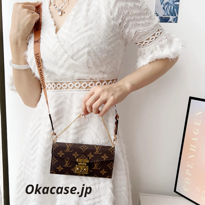 Luxury Folio Monogram iPhone Case with Card Holder & Crossbody Strap - OKMTY002