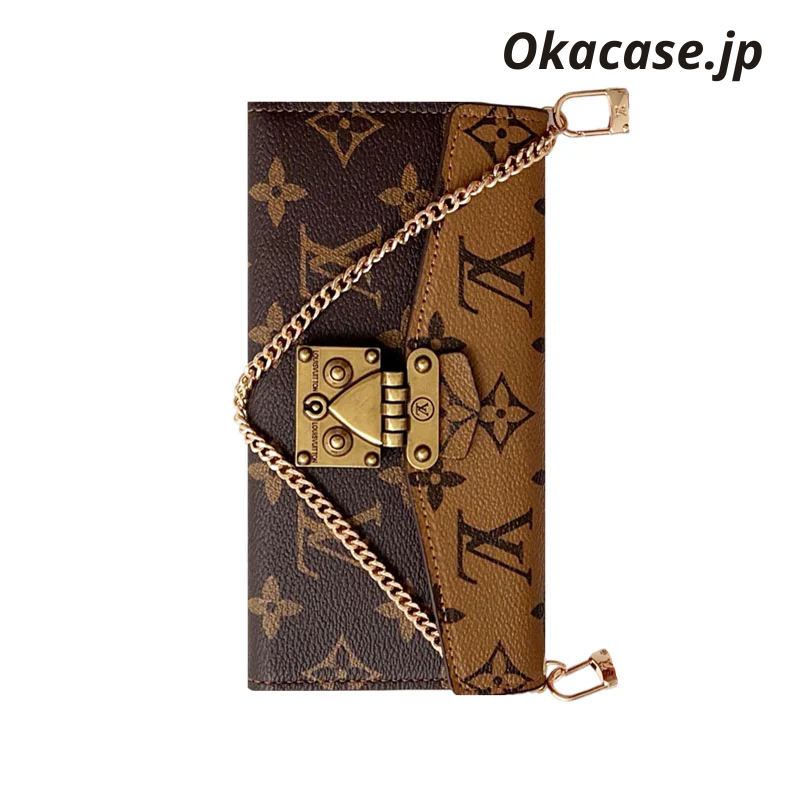 Luxury Folio Monogram iPhone Case with Card Holder & Crossbody Strap - OKMTY002