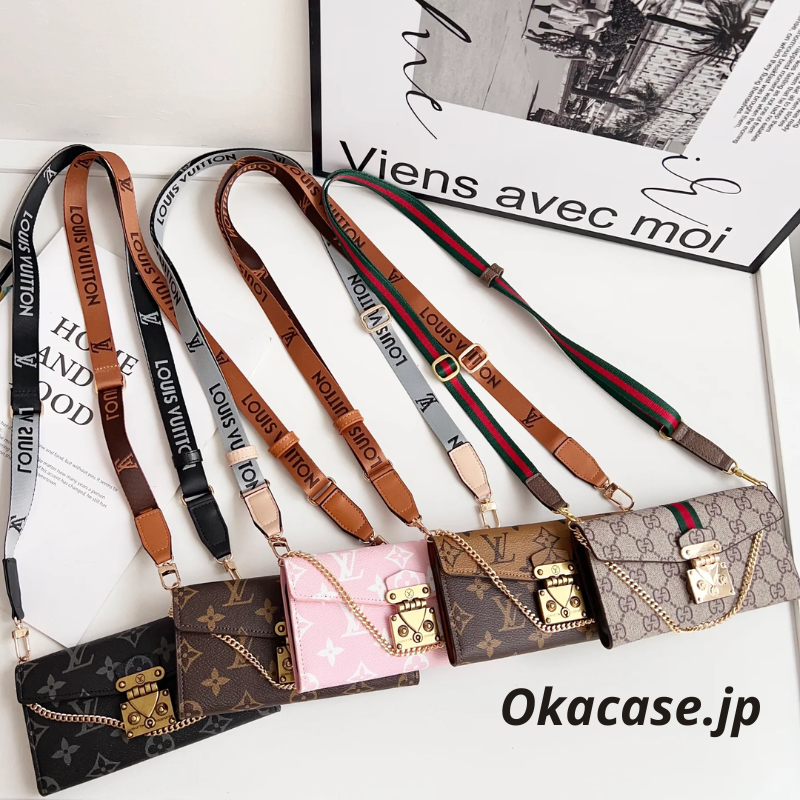 Luxury Folio Monogram iPhone Case with Card Holder & Crossbody Strap - OKMTY002