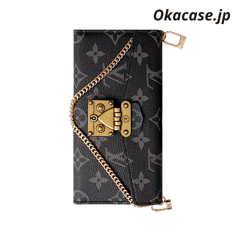 Luxury Folio Monogram iPhone Case with Card Holder & Crossbody Strap - OKMTY002