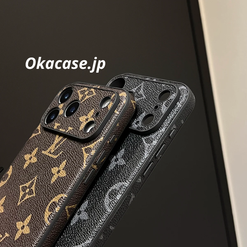 Luxury Leather iPhone Case with Alphabet Print, Black, for iPhone 17 Series - CRK251154